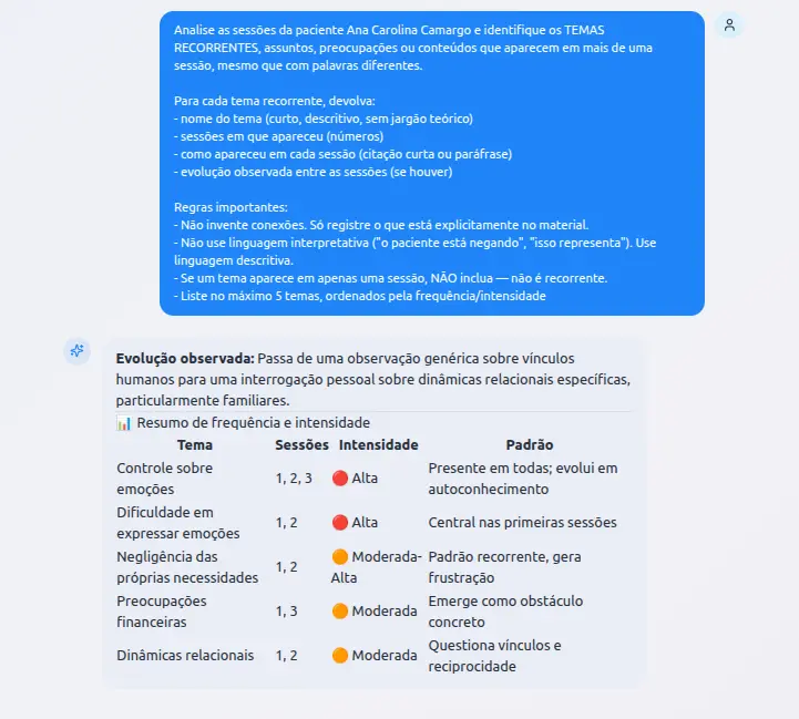 Assistente Edu respondendo perguntas sobre o histórico do paciente